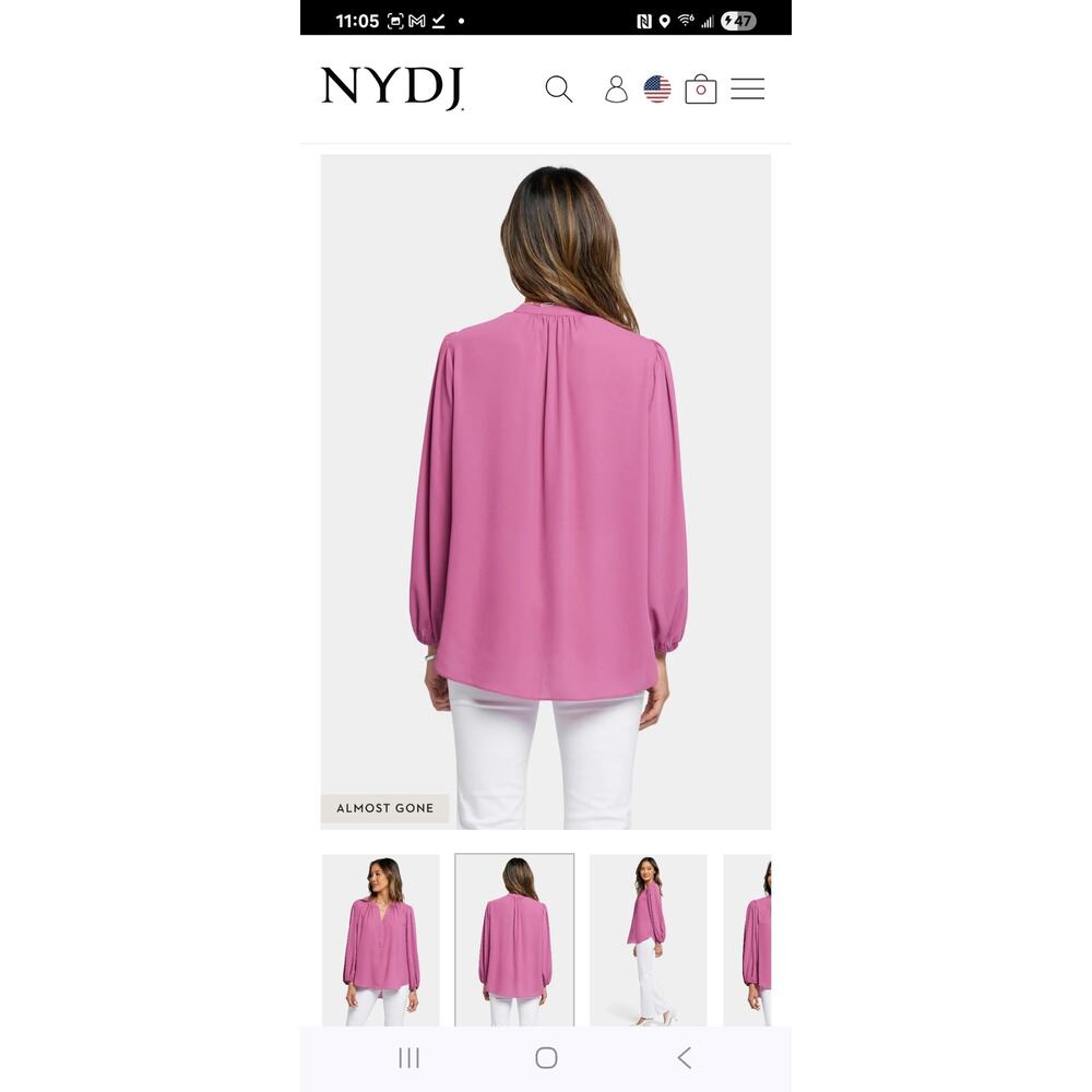 NYDJ Pintuck Pleat Back Blouse – Mauve Mist (NWT)-Size Medium - Picture 7 of 7